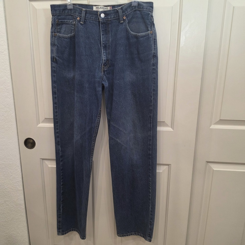 Levi's Jeans Men 36x34 Blue 100% Cotton 550 Relaxed Fit Tapered Leg Denim
